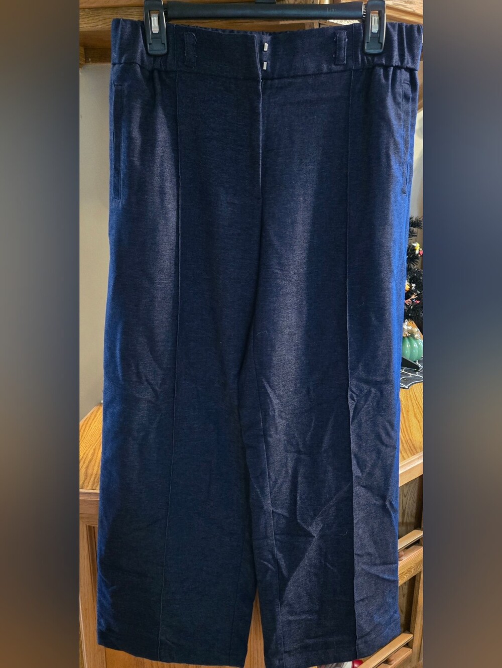Nicole Miller Womens Navy Blue Wide-Leg Pants